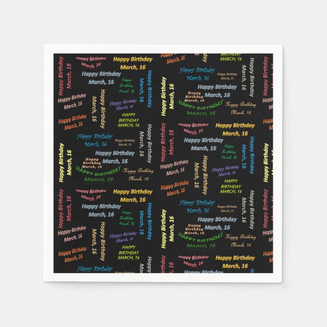 Paper Napkins March, 16 Birthday (Front)