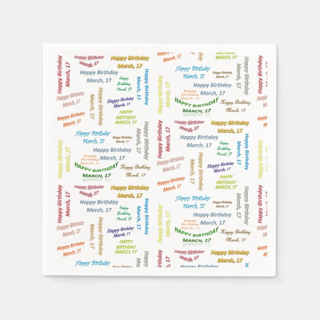 Paper Napkins March, 17 Birthday (Front)