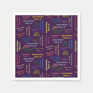 Paper Napkins March, 18 Birthday