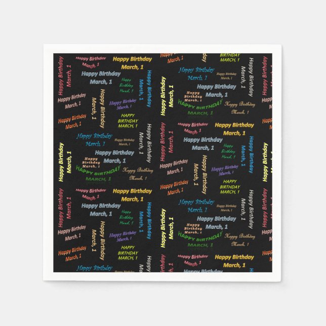Paper Napkins March, 1 Birthday (Front)