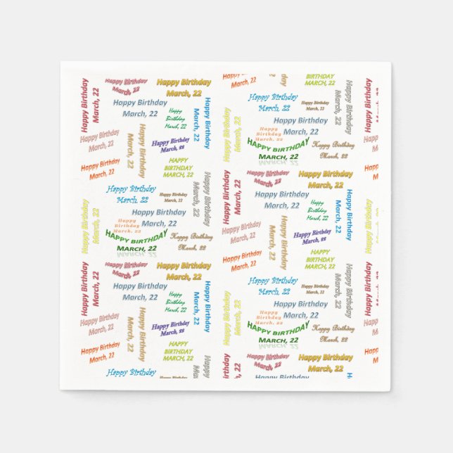 Paper Napkins March, 22 Birthday (Front)