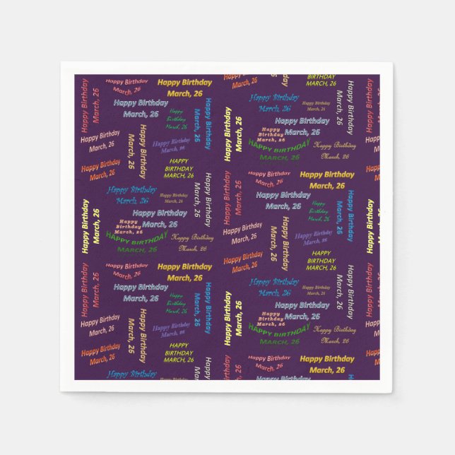 Paper Napkins March, 26 Birthday (Front)