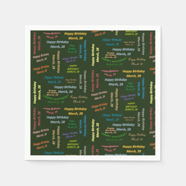 Paper Napkins March, 28 Birthday (Front)