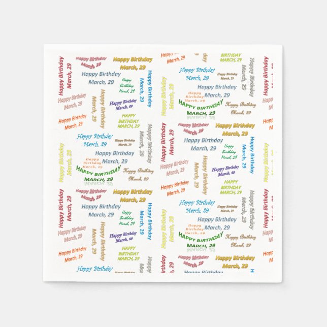 Paper Napkins March, 29 Birthday (Front)