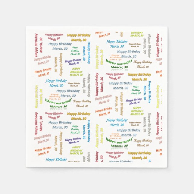 Paper Napkins March, 30 Birthday (Front)