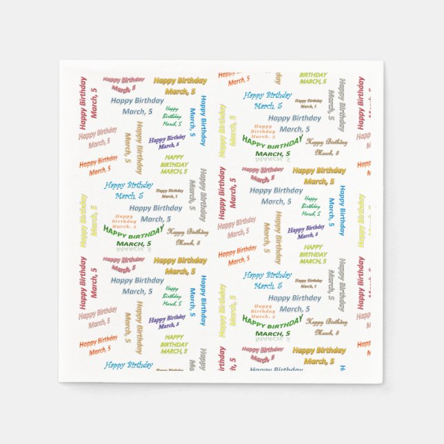 Paper Napkins March, 5 Birthday (Front)