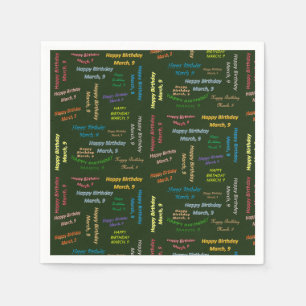 Paper Napkins March, 9 Birthday