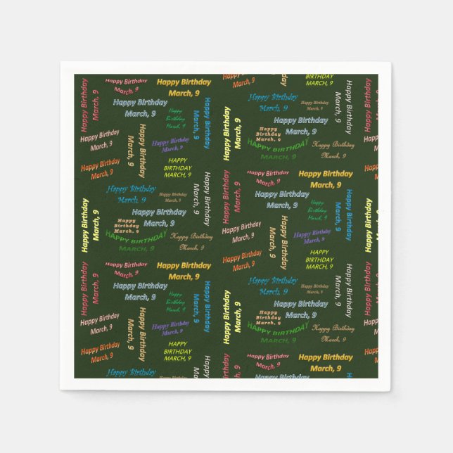 Paper Napkins March, 9 Birthday (Front)