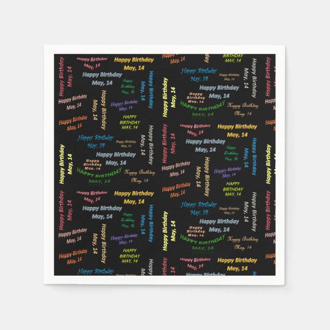 Paper Napkins May, 14 Birthday (Front)