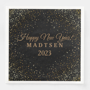 Paper Napkins-New Year-Gold Stars Paper Dinner Nap Napkin