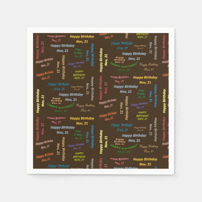 Paper Napkins November, 21 Birthday (Front)
