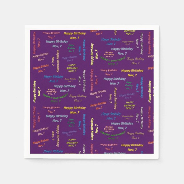 Paper Napkins November, 7 Birthday (Front)