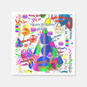 Paper Napkins October, 10 Birthday
