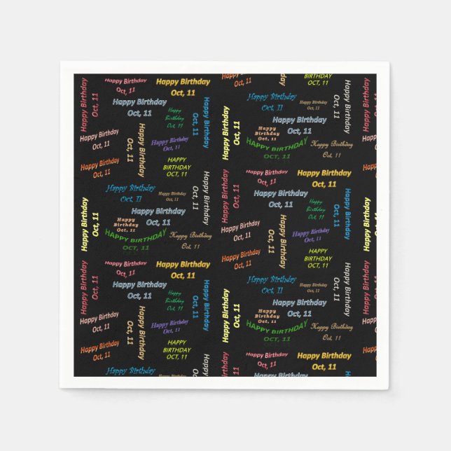 Paper Napkins October, 11 Birthday (Front)