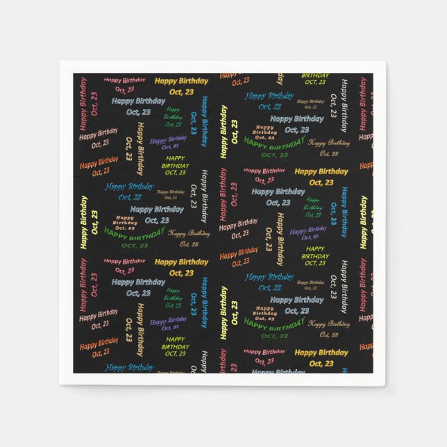 Paper Napkins October, 23 Birthday (Front)