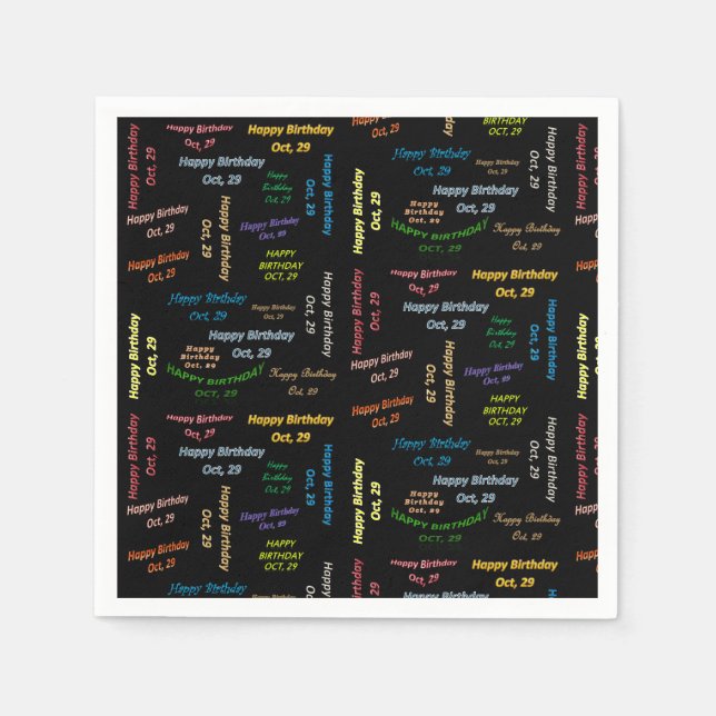 Paper Napkins October, 29 Birthday (Front)