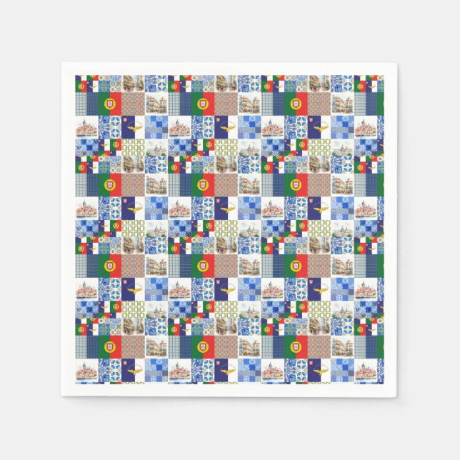 Paper Napkins of Portugal Flag and Azores Flag (Front)