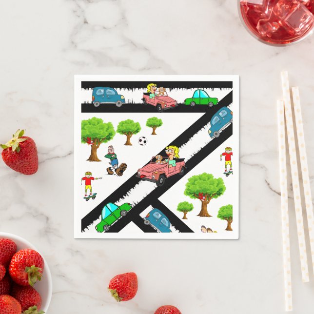 Paper Napkins, Park Trees Cars Dog Napkins (Insitu)