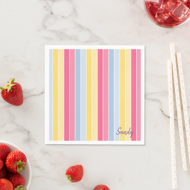 Paper Napkins, Pastel Stripe Napkin (Insitu)