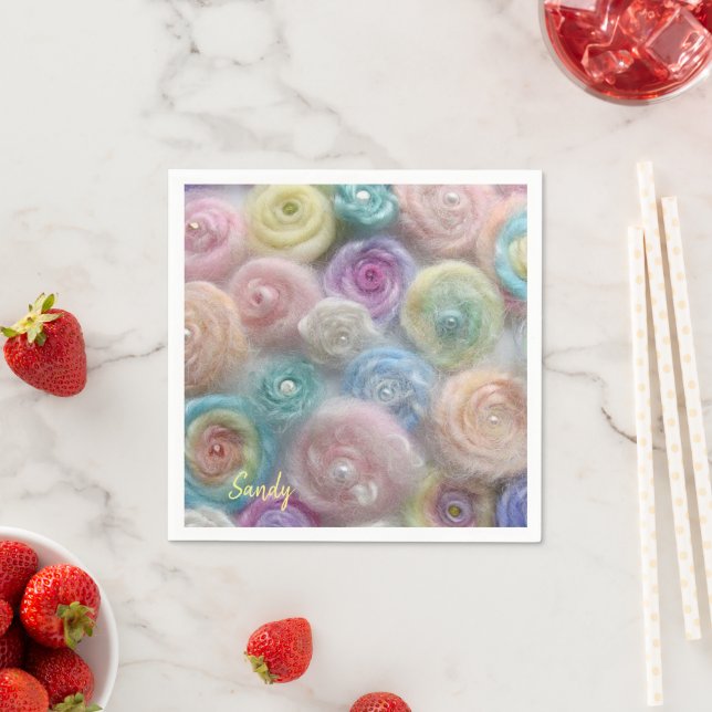 Paper Napkins, Pastel Yarn Napkin (Insitu)