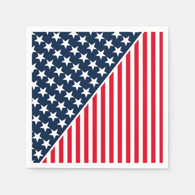Paper Napkins-Patriotic Stars & Stripes Napkins (Front)