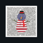 Paper Napkins Patriotic USA flag Snowman Christmas<br><div class="desc">Paper Napkins Patriotic USA flag Snowman Glitter Christmas</div>