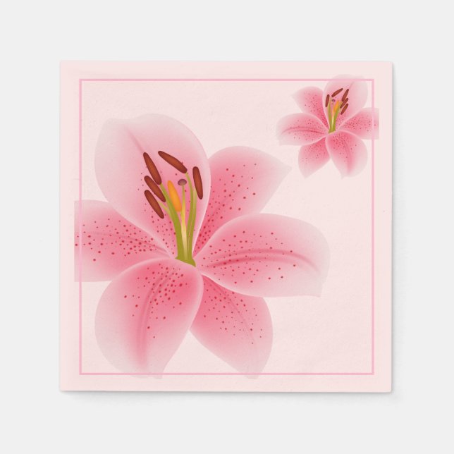 Paper Napkins-Pink Lily Napkin (Front)