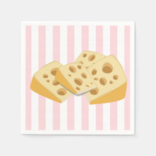 Paper Napkins Pink & White Stripe Cheese 