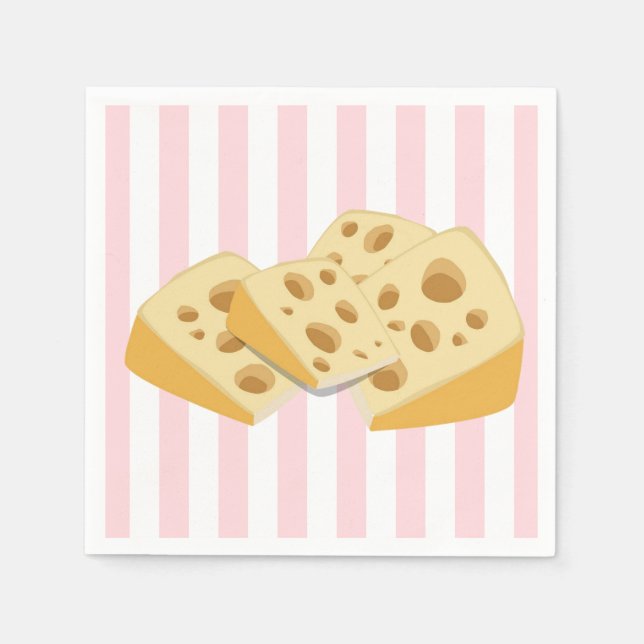 Paper Napkins Pink & White Stripe Cheese  (Front)