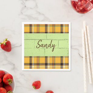 Paper Napkins, Plaid Yellow Napkin