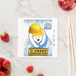 Paper Napkins, Polar Bear Under Construction Napkin