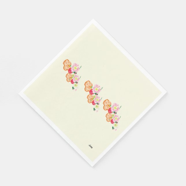 Paper Napkins  : Poppy Flowers (Corner)