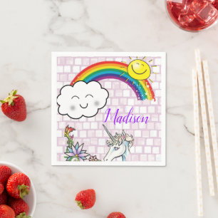 Paper Napkins, Rainbow Unicorn Napkin