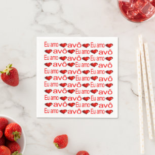 Paper Napkins, Red Hearts Love Avo Portuguese Napkin