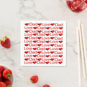 Paper Napkins, Red Hearts Love Paper Napkins Dad