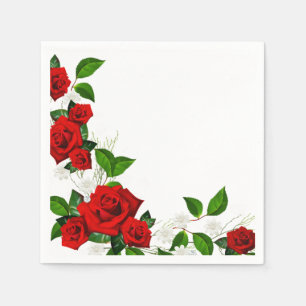 Paper Napkins-Red Roses Napkin