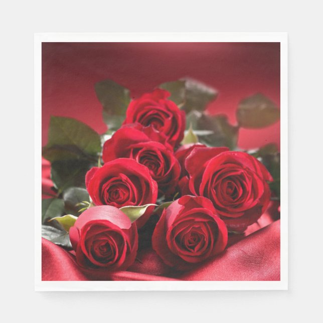 Paper Napkins-Red Roses Napkin (Front)