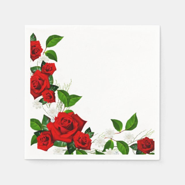 Paper Napkins-Red Roses Napkins (Front)