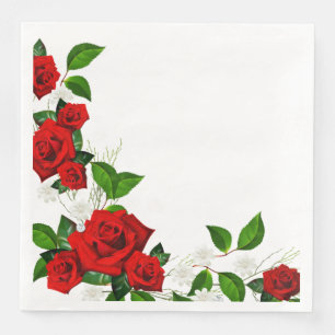 Paper Napkins-Red Roses Paper Dinner Napkins