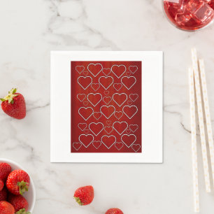 Paper Napkins, Red & White Hearts Napkin