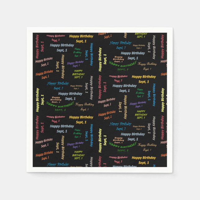 Paper Napkins September, 1 Birthday (Front)