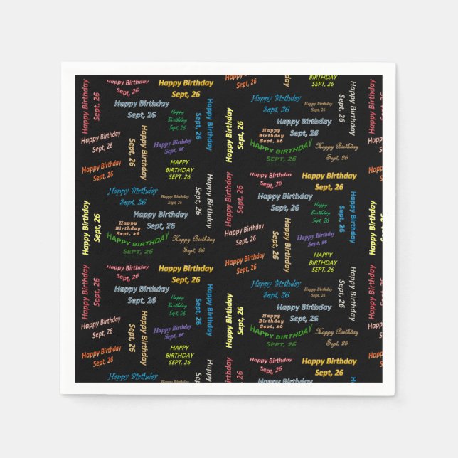 Paper Napkins September, 26 Birthday (Front)