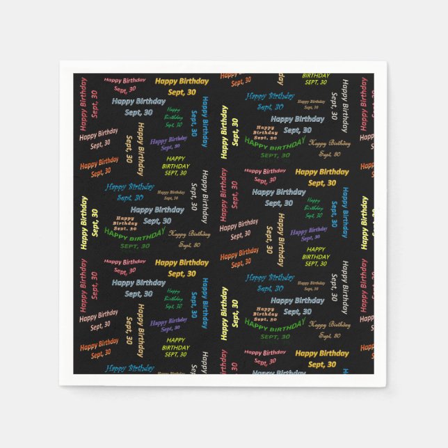 Paper Napkins September, 30 Birthday (Front)