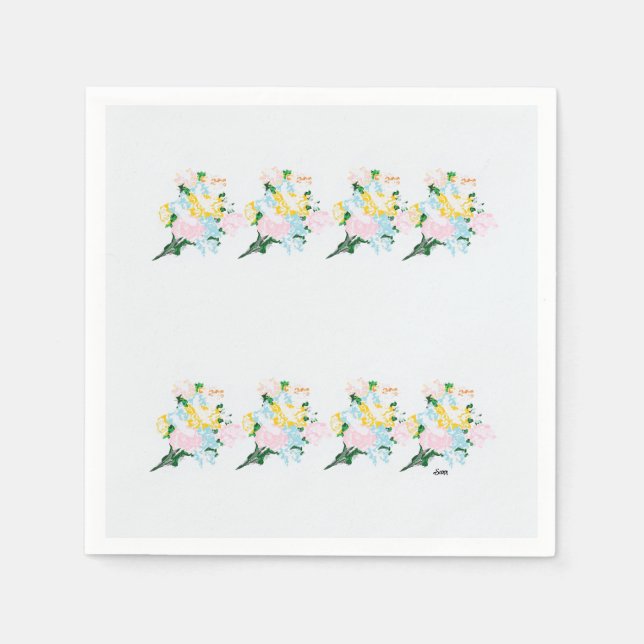 Paper Napkins   : Spring Flowers Within a  Mist (Front)