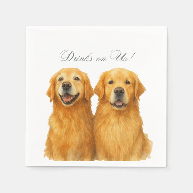 Paper Napkins, Standard Golden Retriever Cocktail Napkin (Front)