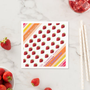 Paper Napkins, Stripe Strawberry Napkin
