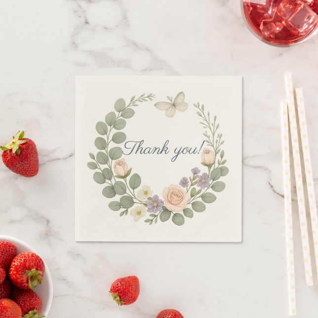 paper napkins, “Thank you — Morning Peace'' Napkin (Insitu)