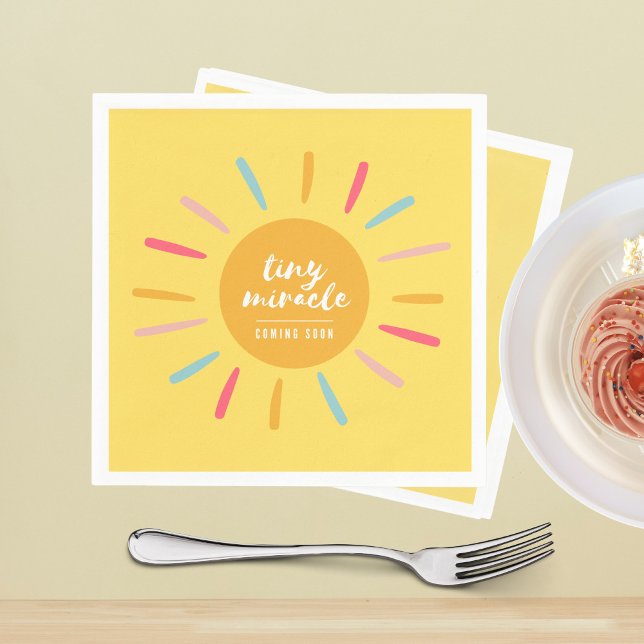 Paper Napkins, Tiny miracle Baby Shower Yellow Sun Napkin (Creator Uploaded)