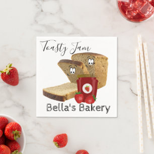 Paper Napkins, Toast Bread Strawberry Jam Bakery Napkin