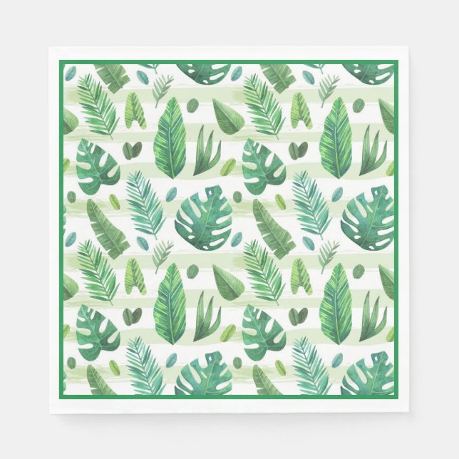 Paper Napkins-Tropical Leaves Napkin (Front)